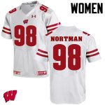 Women's Wisconsin Badgers NCAA #98 Brad Nortman White Authentic Under Armour Stitched College Football Jersey RU31O00ES